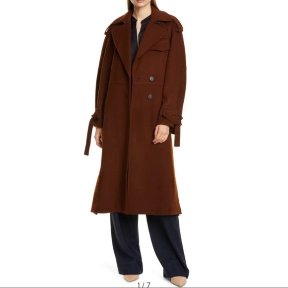 NWT VINCE | Belted Wool Blend Trench Coat - Picture 2 of 4